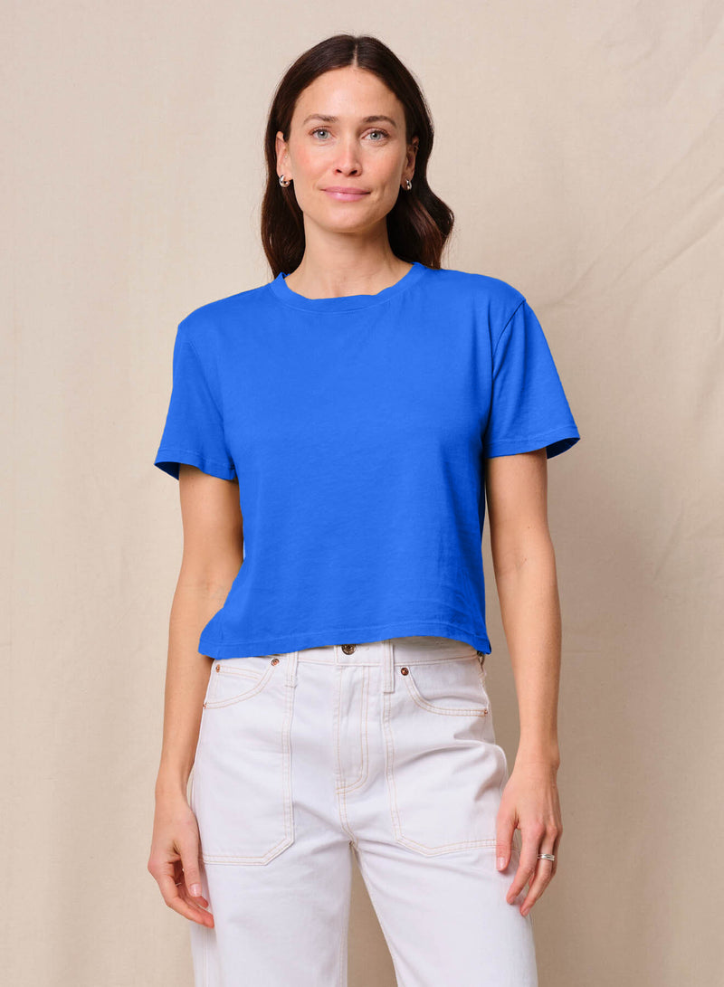 Cloud Jersey Short Sleeve Crew in Cobalt