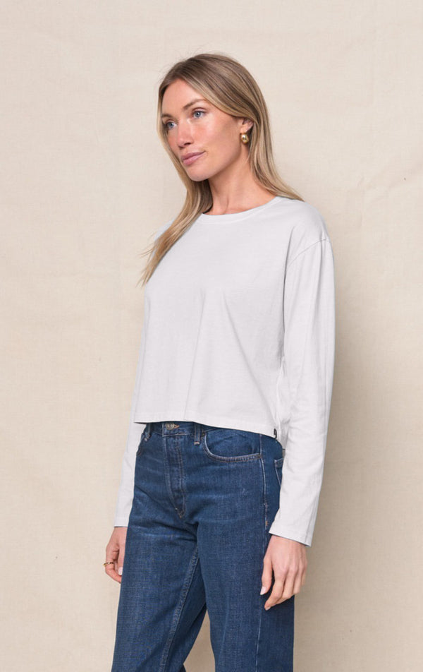 Cloud Jersey Long Sleeve Boxy Crew in White