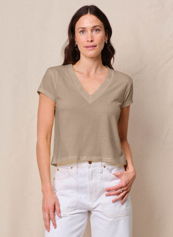 Cloud Jersey Short Sleeve V-Neck in Bay Leaf