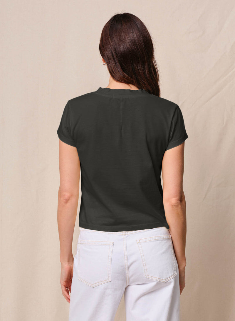 Cloud Jersey Short Sleeve V-Neck in Black