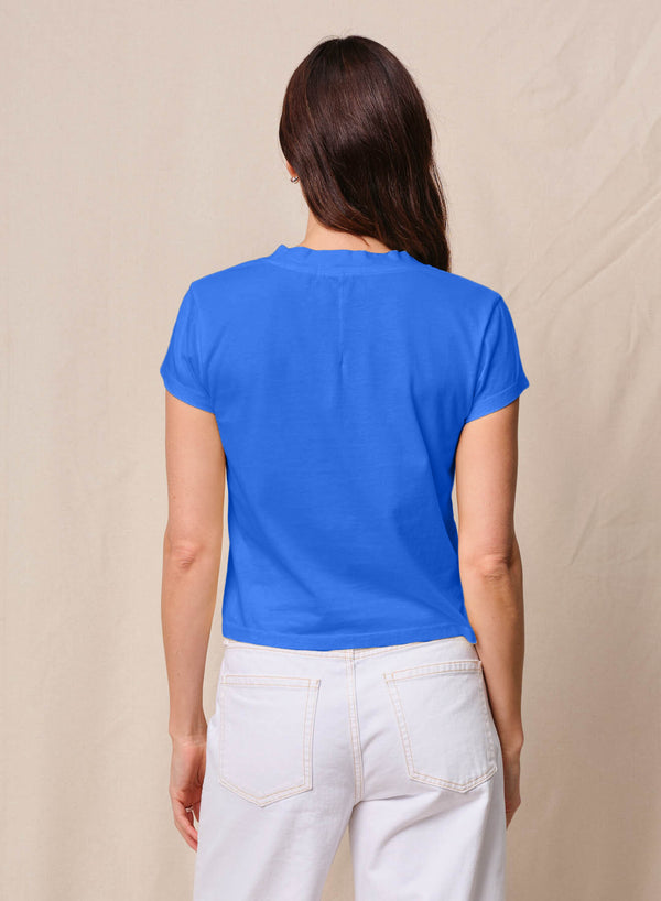 Cloud Jersey Short Sleeve V-Neck in Cobalt