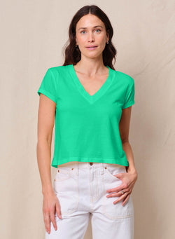 Cloud Jersey Short Sleeve V-Neck in Kelly Green