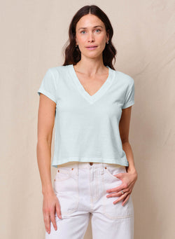 Cloud Jersey Short Sleeve V-Neck in Sea Glass