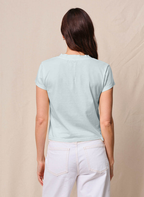 Cloud Jersey Short Sleeve V-Neck in Sea Glass