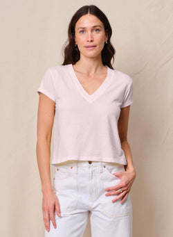 Cloud Jersey Short Sleeve V-Neck in Softest Pink