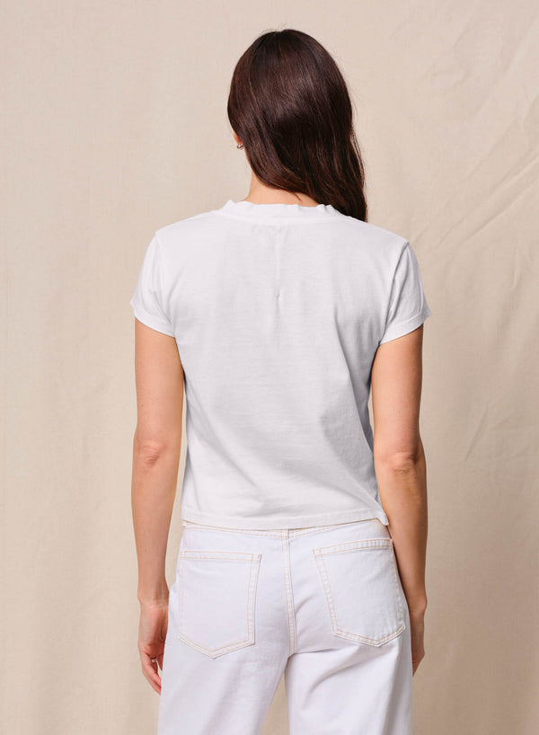 Cloud Jersey Short Sleeve V-Neck in White