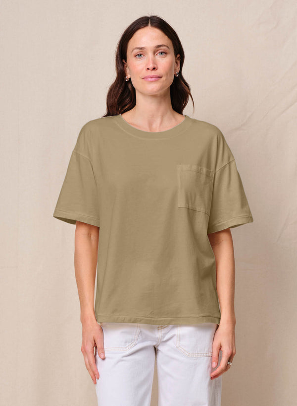 Cloud Jersey Oversized Pocket Tee in Bay Leaf