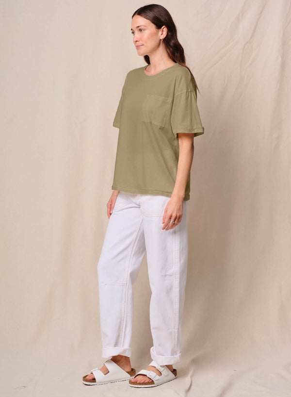 Cloud Jersey Oversized Pocket Tee in Bay Leaf