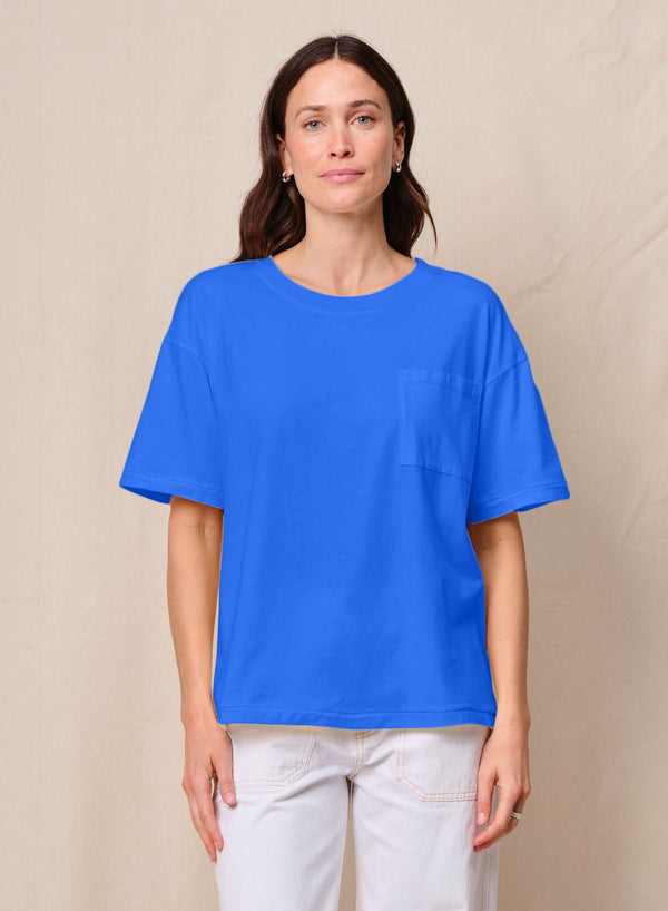 Cloud Jersey Oversized Pocket Tee in Cobalt