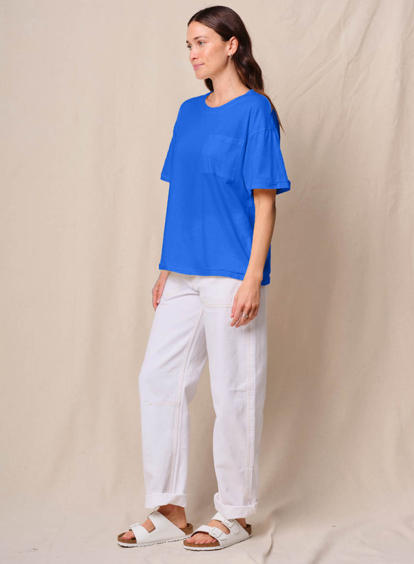 Cloud Jersey Oversized Pocket Tee in Cobalt