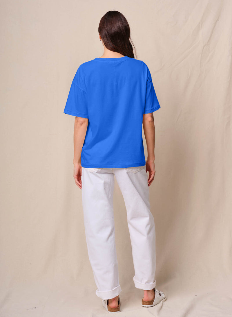 Cloud Jersey Oversized Pocket Tee in Cobalt