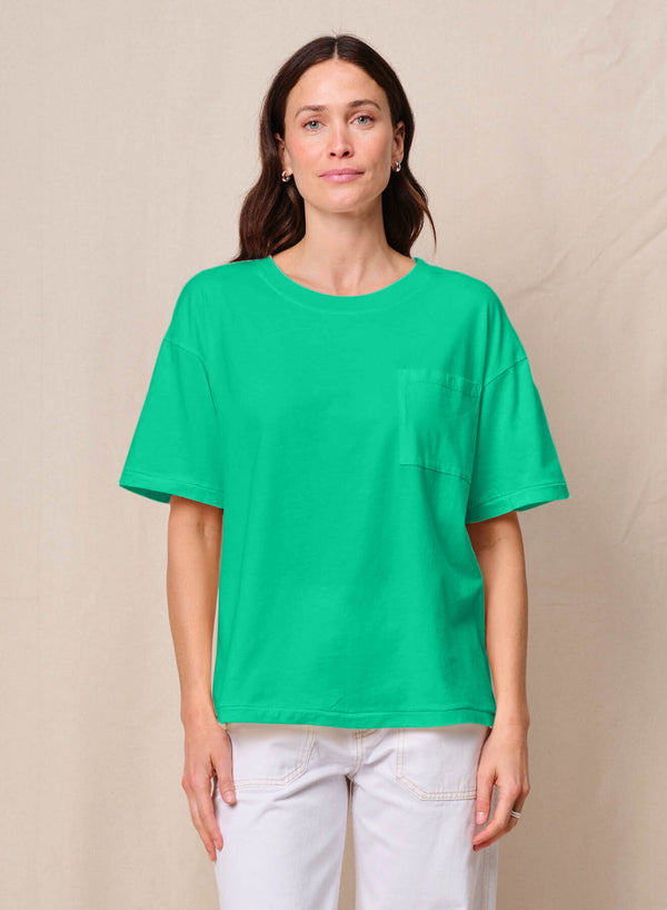 Cloud Jersey Oversized Pocket Tee in Kelly Green