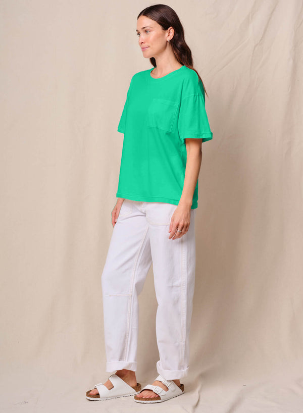 Cloud Jersey Oversized Pocket Tee in Kelly Green
