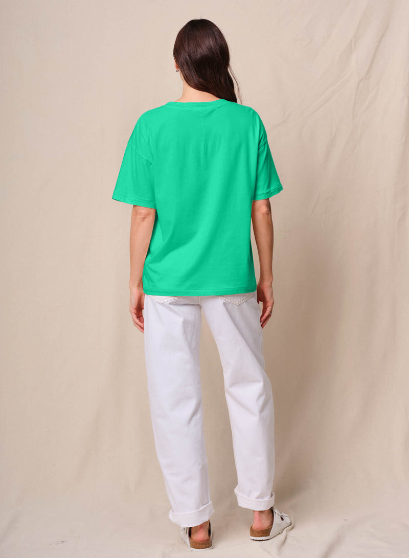Cloud Jersey Oversized Pocket Tee in Kelly Green