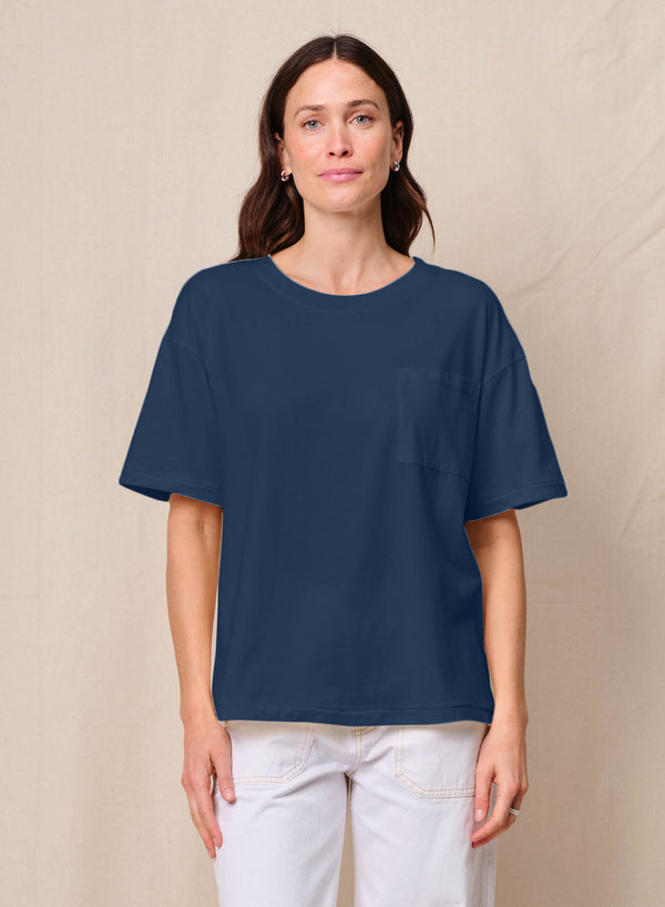 Cloud Jersey Oversized Pocket Tee in New Navy