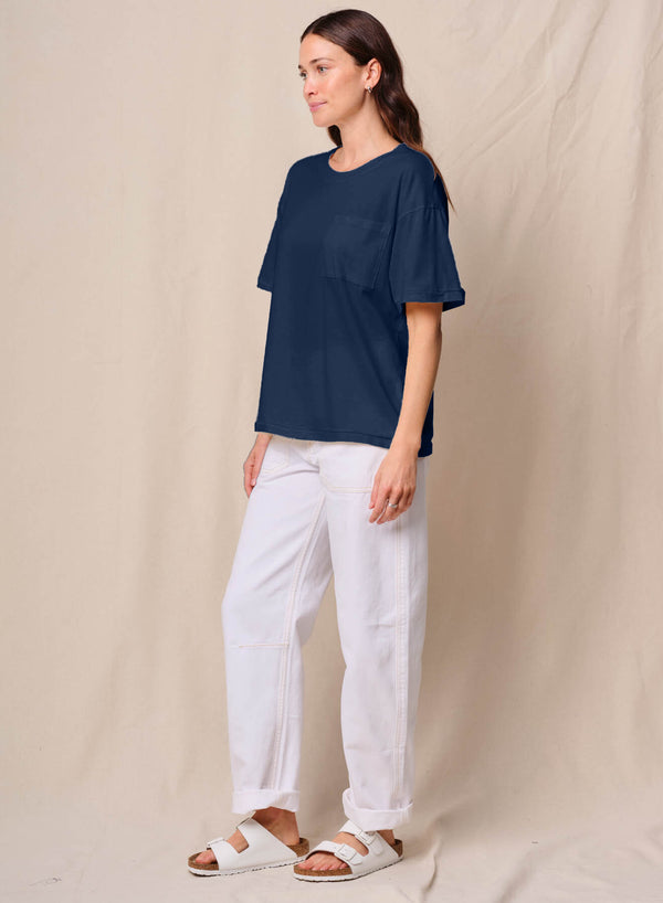 Cloud Jersey Oversized Pocket Tee in New Navy