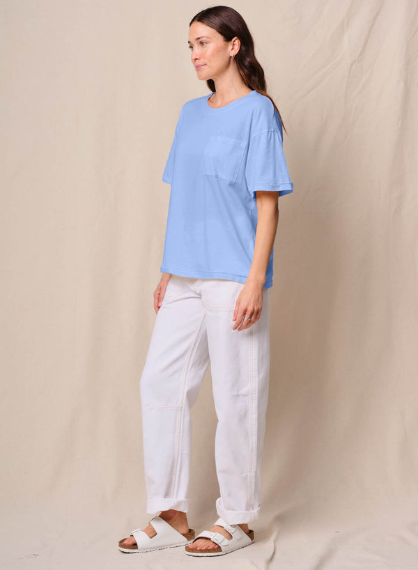 Cloud Jersey Oversized Pocket Tee in Summer Sky