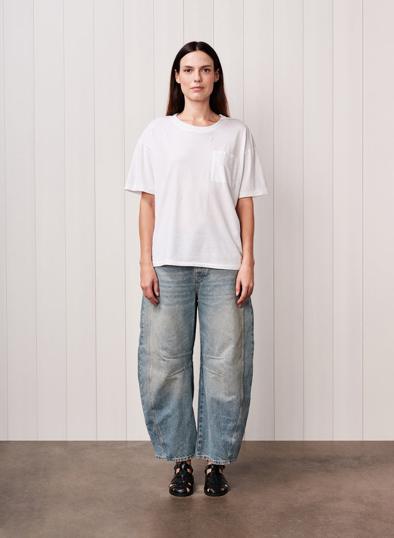 Cloud Jersey Oversized Pocket Tee in White