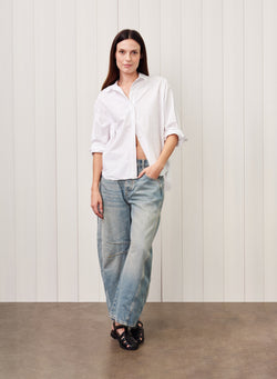 Fine Poplin Dolman Shirt in White