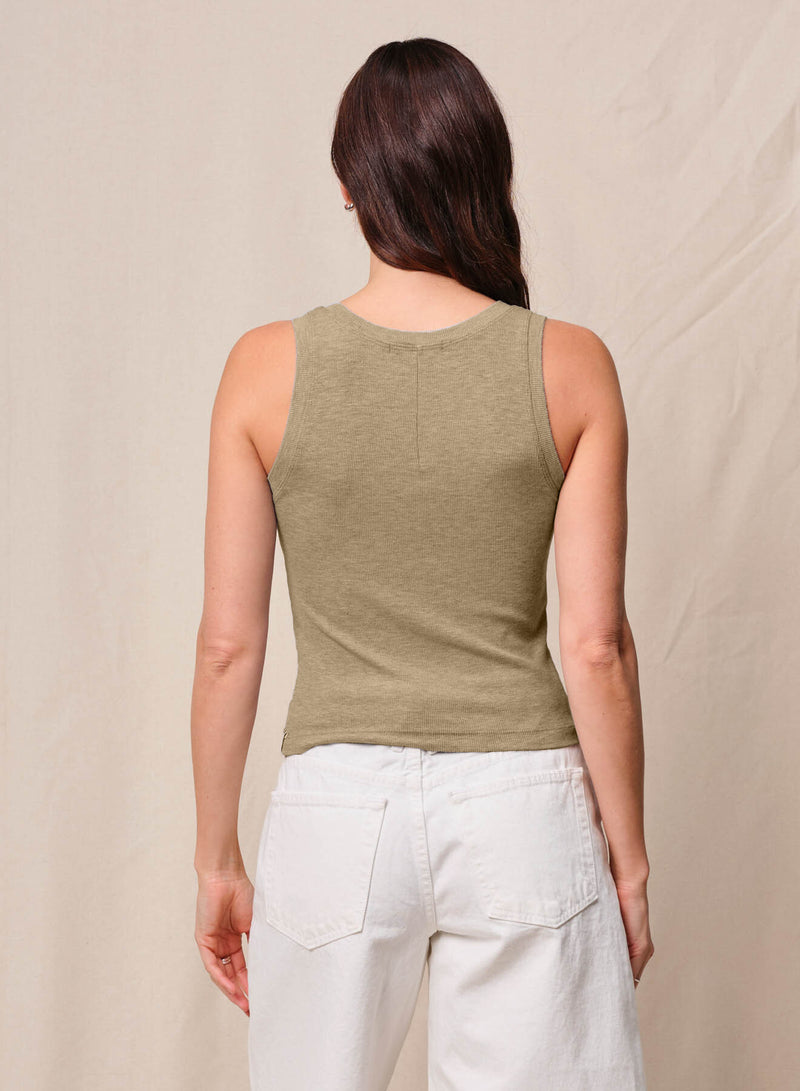 Fine 2X1 Rib Scoop Tank in Bay Leaf