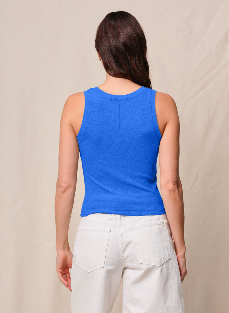 Fine 2X1 Rib Scoop Tank in Cobalt