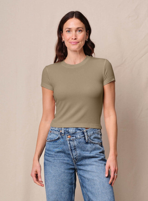 Fine 2X1 Rib Baby Tee in Bay Leaf