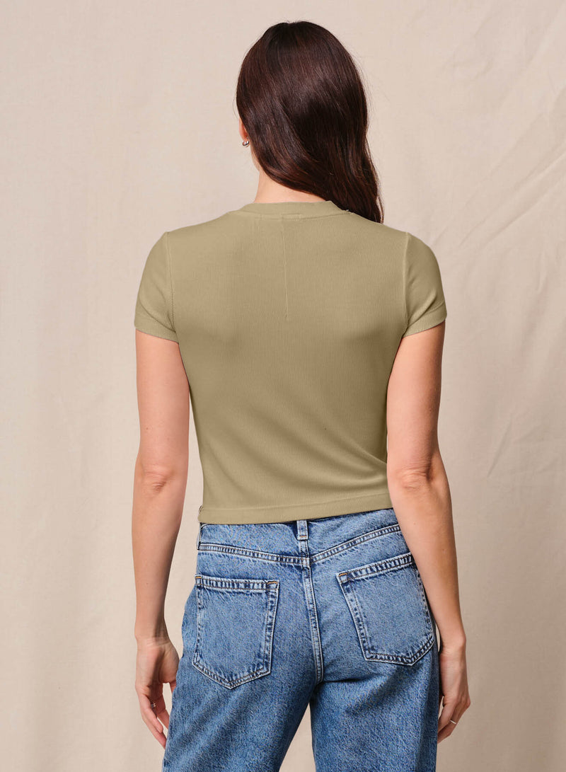 Fine 2X1 Rib Baby Tee in Bay Leaf