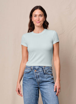 Fine 2X1 Rib Baby Tee in Sea Glass