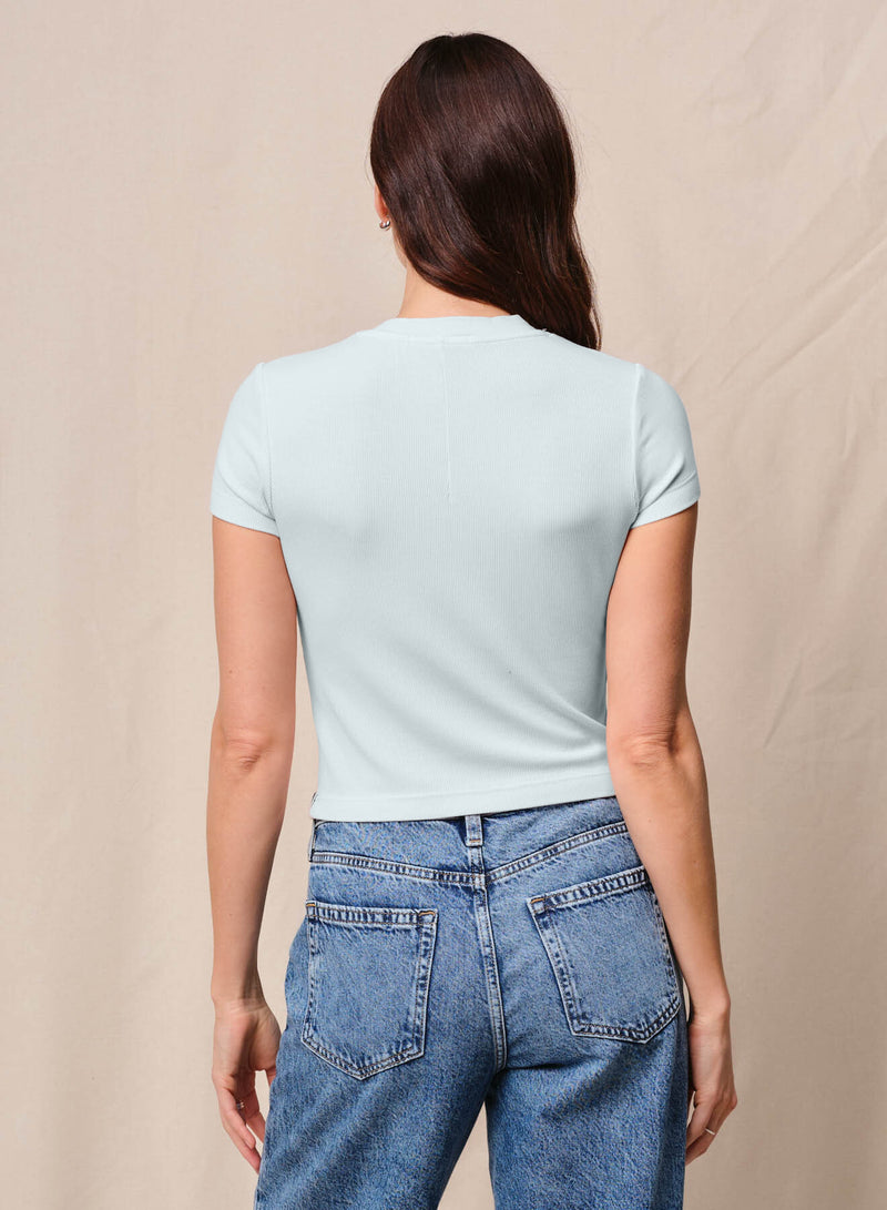 Fine 2X1 Rib Baby Tee in Sea Glass