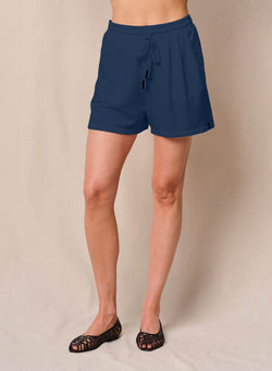 Softest Fleece Pleated Short in New Navy