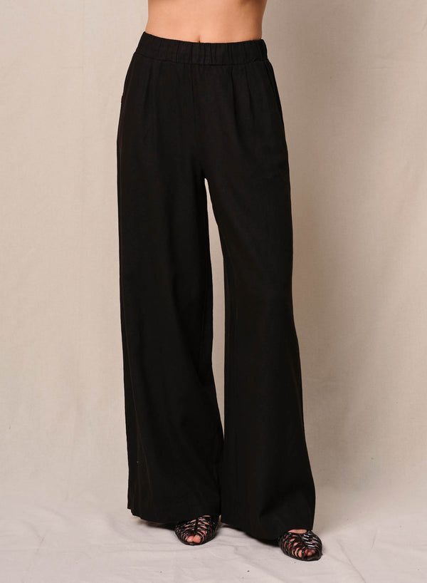 Linen Oversized Shirt & Linen Pull-On Trouser in Black