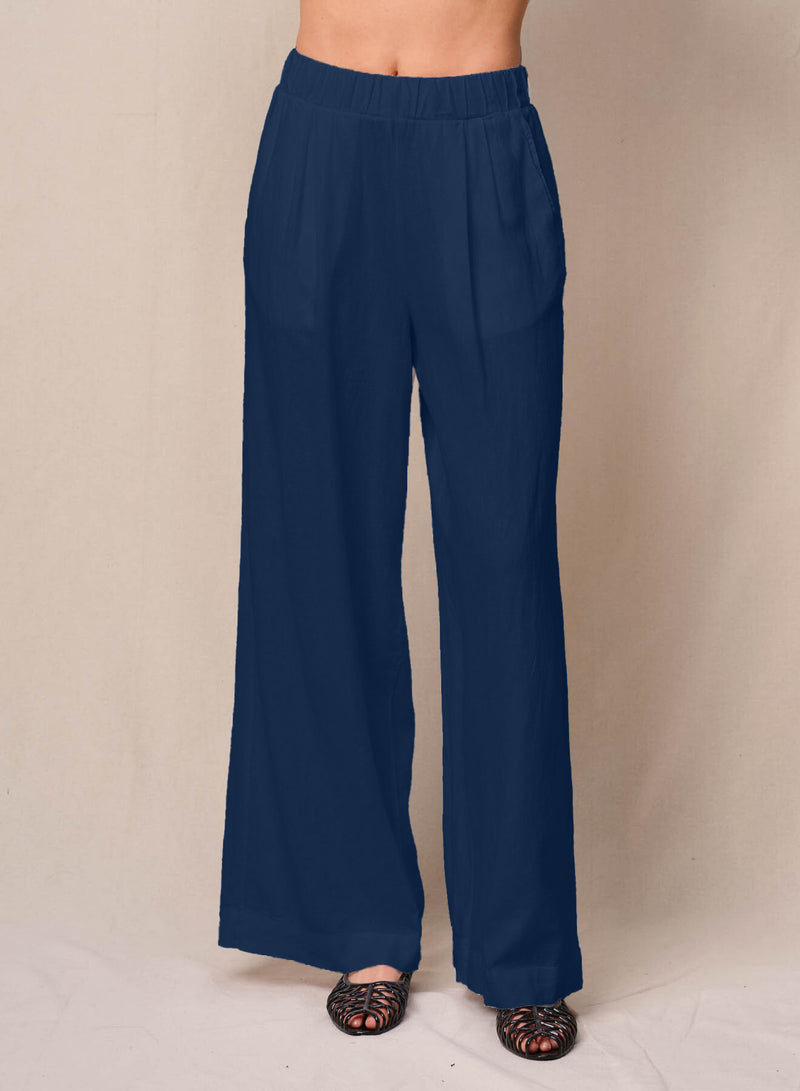 Linen Oversized Shirt & Linen Pull-On Trouser in New Navy