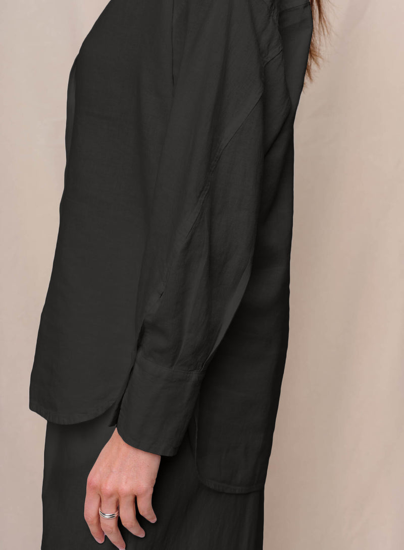 Linen Oversized Shirt & Linen Pull-On Trouser in Black