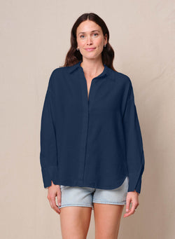 Linen Oversized Shirt & Linen Pull-On Trouser in New Navy
