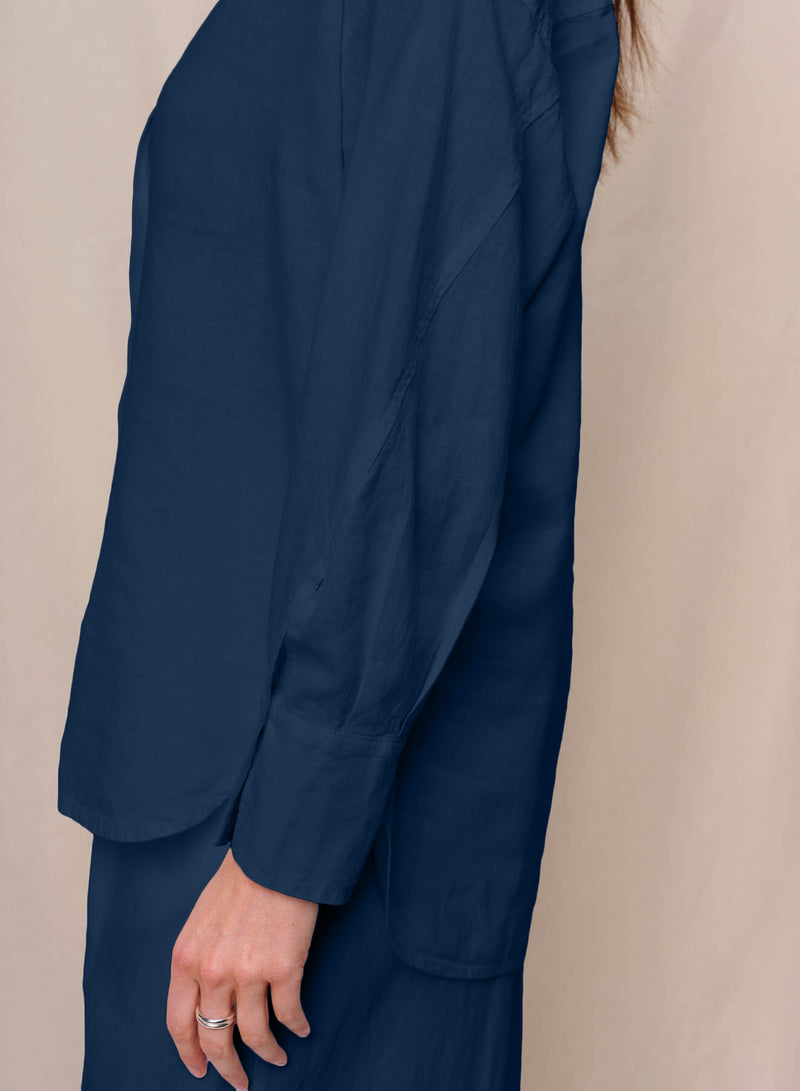 Linen Oversized Shirt & Linen Pull-On Trouser in New Navy