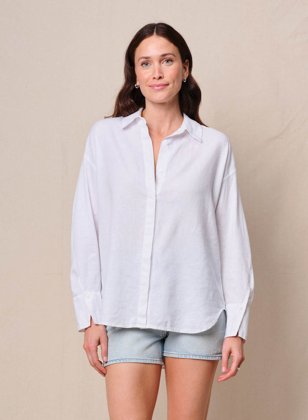 Linen Oversized Shirt & Linen Pull-On Trouser in White