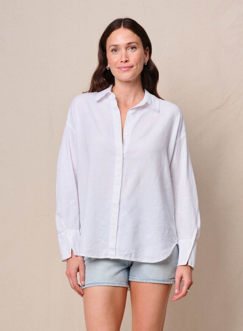 Linen Oversized Shirt & Linen Pull-On Trouser in White