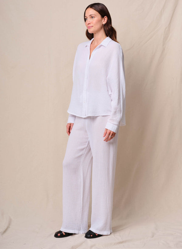 Gauze Dolman Shirt in White