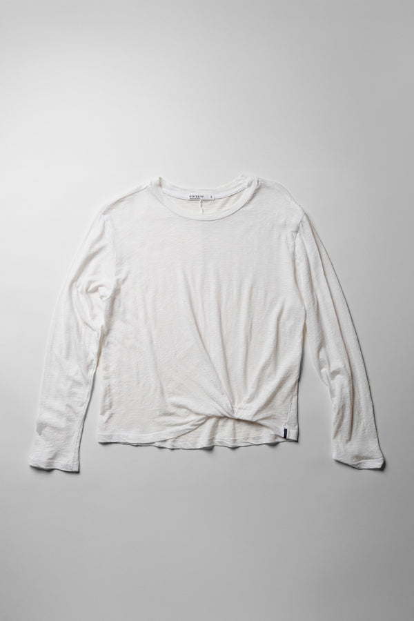 Supima Slub Jersey Long Sleeve Twist Tee in White