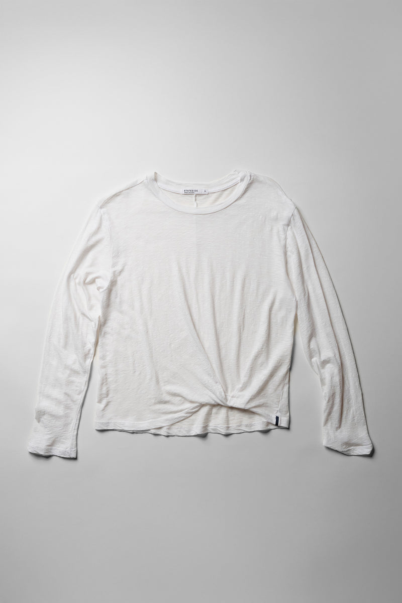 Supima Slub Jersey Long Sleeve Twist Tee in White