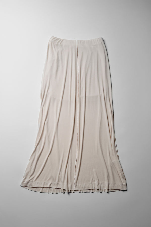Fine 2X1 Rib A-Line Maxi Skirt in Cream