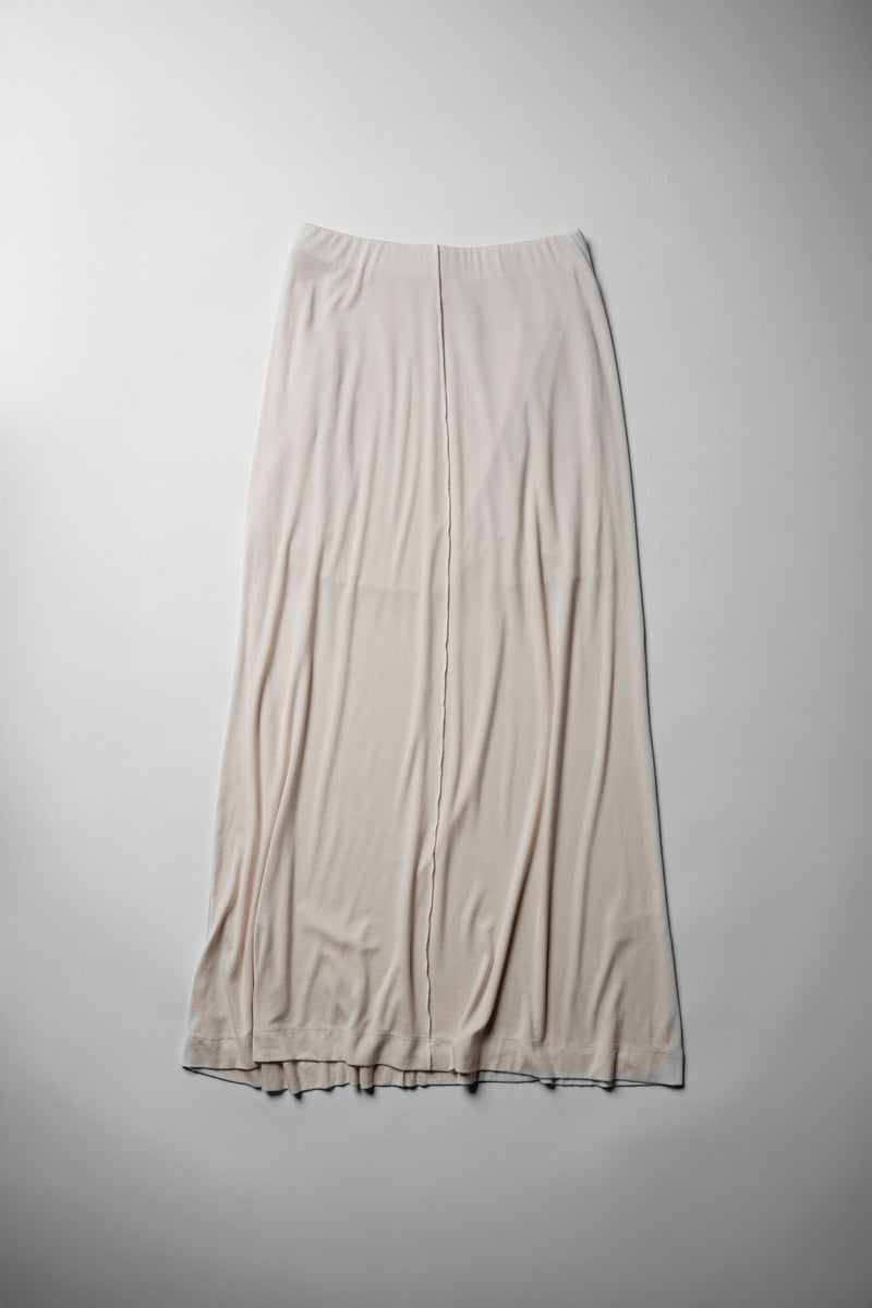 Fine 2X1 Rib A-Line Maxi Skirt in Cream