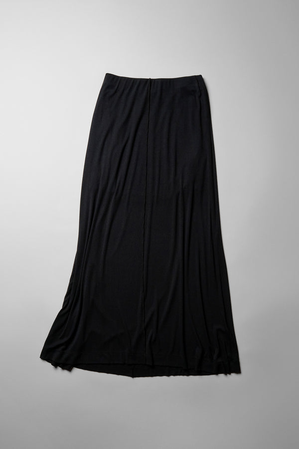 Fine 2X1 Rib A-Line Maxi Skirt in Black