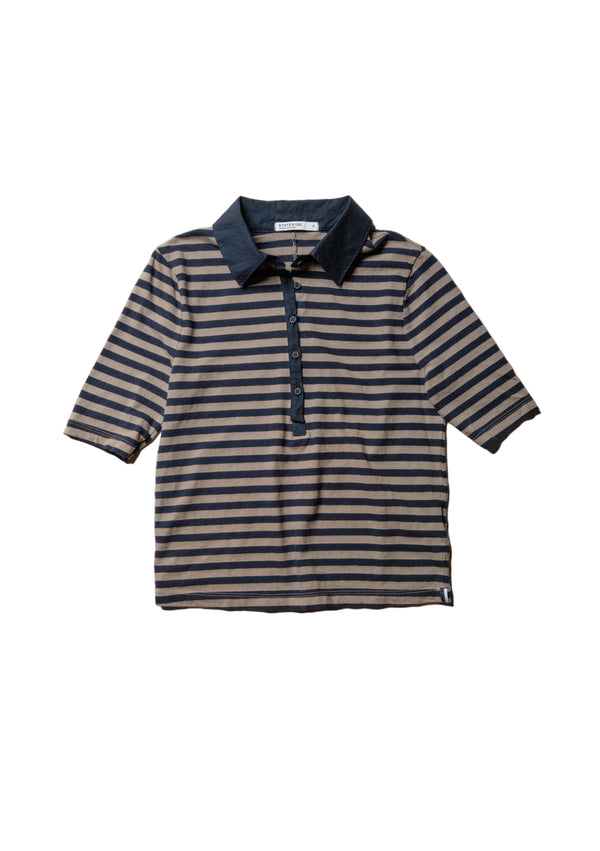 Preppy Stripe Polo Top in Thyme