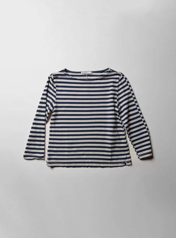 Preppy Stripe 3/4 Sleeve Boatneck Top in Cream