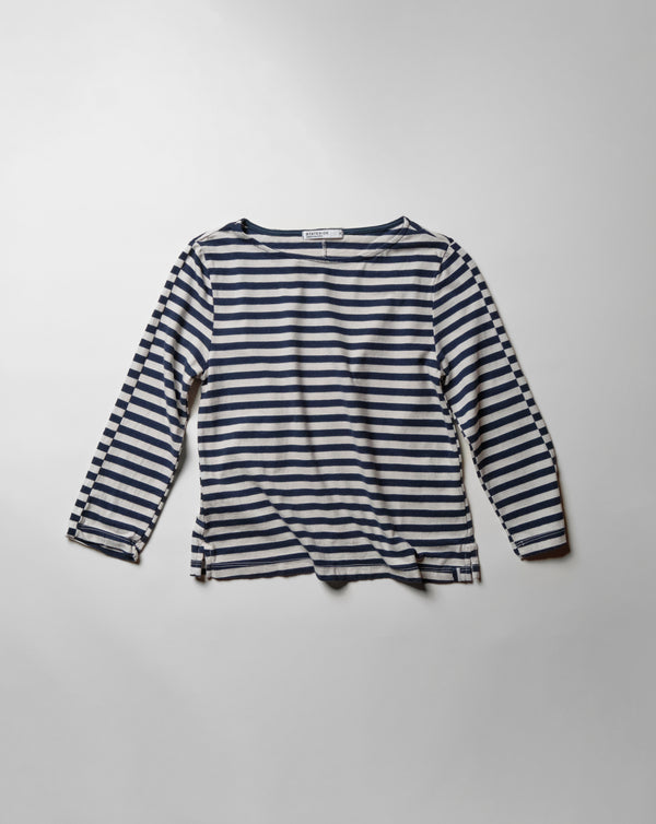 Preppy Stripe 3/4 Sleeve Boatneck Top in Cream