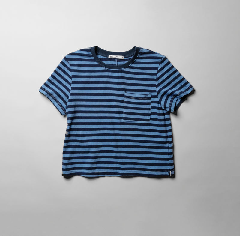 Preppy Stripe Boxy Tee in Blue Topaz