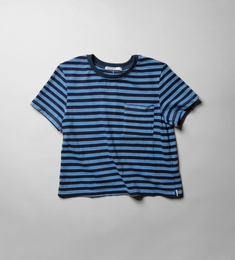Preppy Stripe Boxy Tee in Blue Topaz
