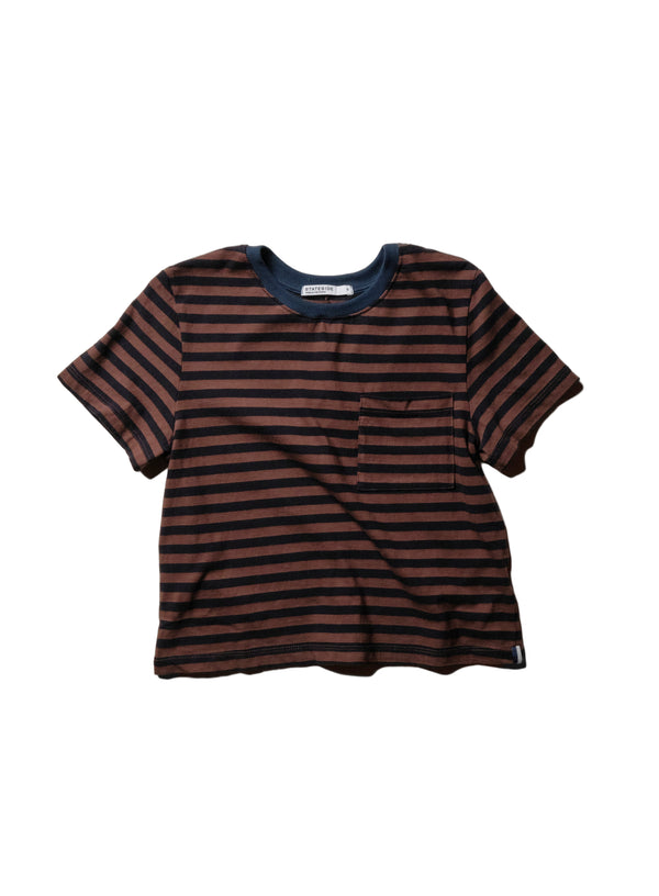 Preppy Stripe Boxy Tee in Espresso