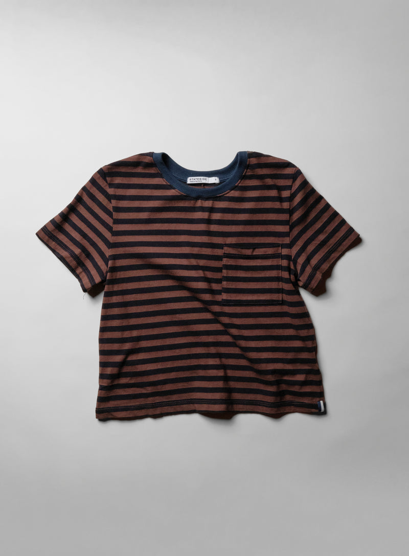 Preppy Stripe Boxy Tee in Espresso